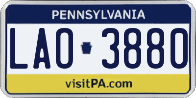 PA license plate LAO3880
