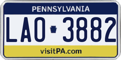 PA license plate LAO3882