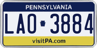 PA license plate LAO3884