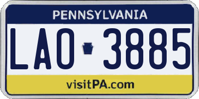 PA license plate LAO3885