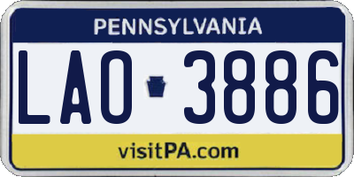 PA license plate LAO3886