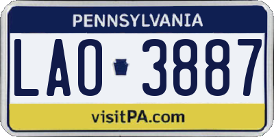 PA license plate LAO3887