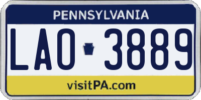 PA license plate LAO3889