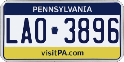 PA license plate LAO3896