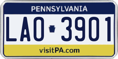 PA license plate LAO3901
