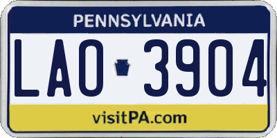 PA license plate LAO3904