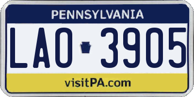 PA license plate LAO3905