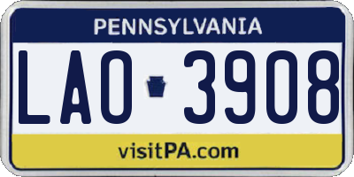 PA license plate LAO3908