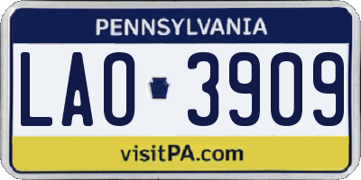 PA license plate LAO3909