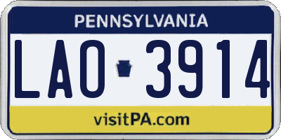 PA license plate LAO3914