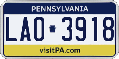 PA license plate LAO3918
