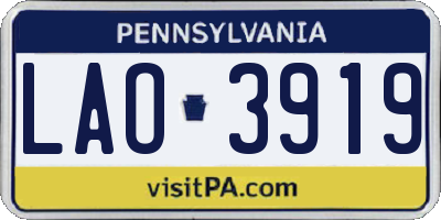 PA license plate LAO3919