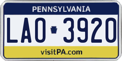 PA license plate LAO3920