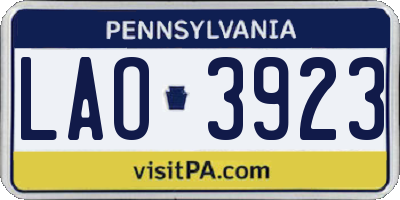 PA license plate LAO3923