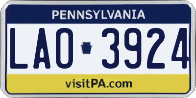 PA license plate LAO3924