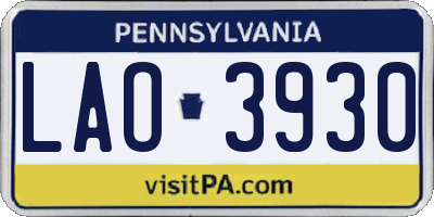PA license plate LAO3930
