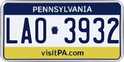 PA license plate LAO3932