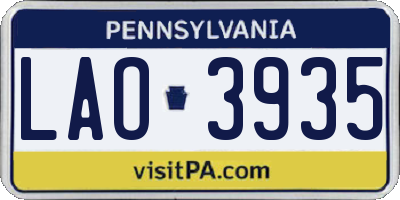 PA license plate LAO3935
