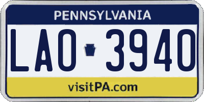 PA license plate LAO3940