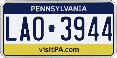 PA license plate LAO3944