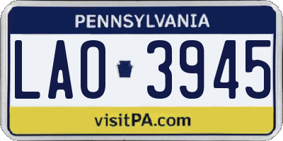PA license plate LAO3945