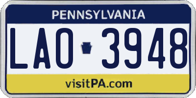 PA license plate LAO3948