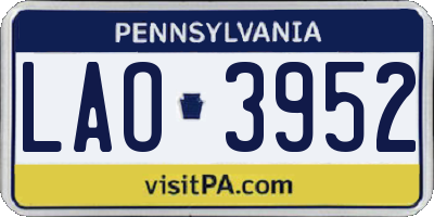 PA license plate LAO3952