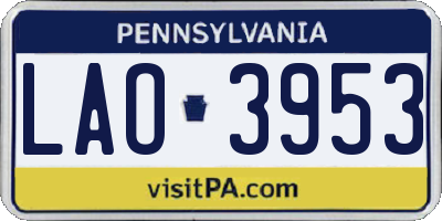 PA license plate LAO3953