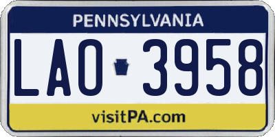 PA license plate LAO3958
