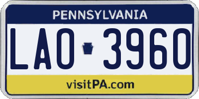 PA license plate LAO3960