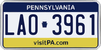 PA license plate LAO3961