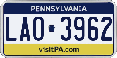PA license plate LAO3962