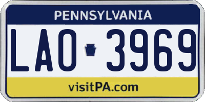 PA license plate LAO3969
