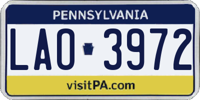 PA license plate LAO3972