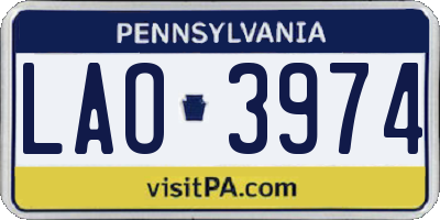 PA license plate LAO3974