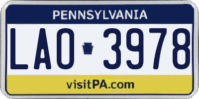 PA license plate LAO3978