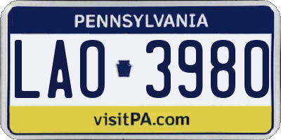 PA license plate LAO3980