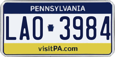 PA license plate LAO3984