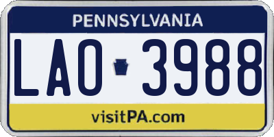 PA license plate LAO3988