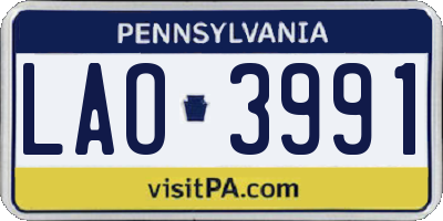 PA license plate LAO3991
