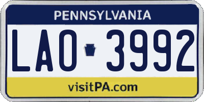 PA license plate LAO3992