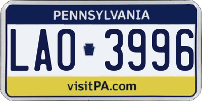 PA license plate LAO3996