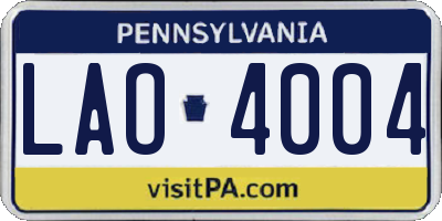 PA license plate LAO4004