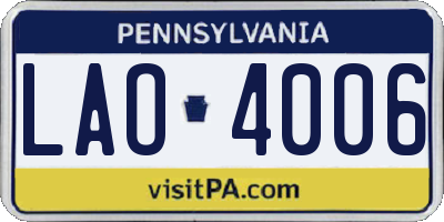 PA license plate LAO4006