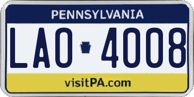 PA license plate LAO4008