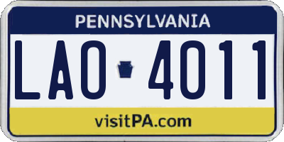 PA license plate LAO4011