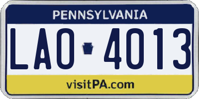 PA license plate LAO4013
