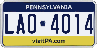 PA license plate LAO4014