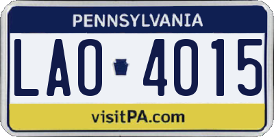 PA license plate LAO4015