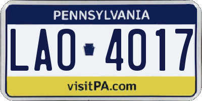 PA license plate LAO4017